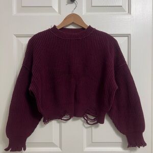 Forever 21 Burgundy Ripped Style Sweater for Fall